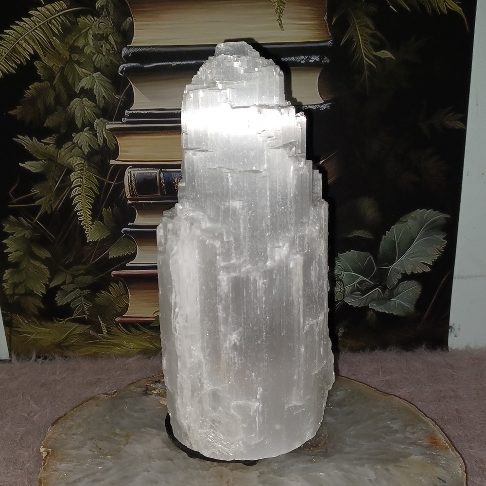 BNIB Natural Selenite Lamp Desert Rose of Africa By Himalayan Glow w/dimmer - Picture 2 of 11